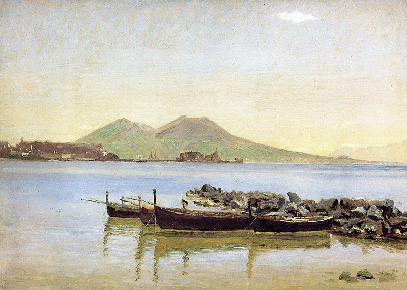 Christen Kobke The Bay of Naples with Vesuvius in the Background oil painting image
